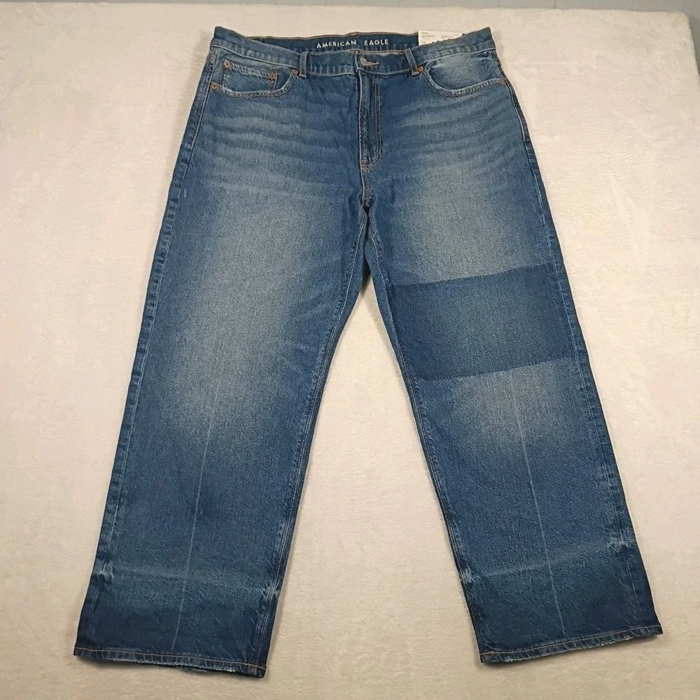 American Eagle EX Boyfriend Jeans Women's Size 12 Short Patch Distressed Strigid